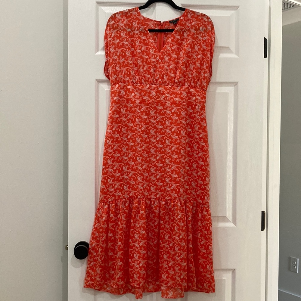 Ann Taylor orange paisley print midi dress